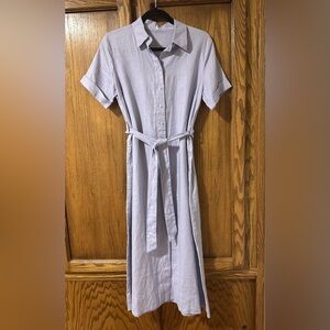 Aritzia Wilfred Eleta Linen Shirt Dress XS pale purple Minimalist Quiet Luxury